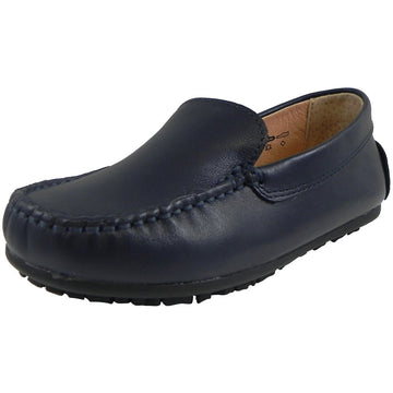 Umi Boy's Saul Leather Classic Slip On Oxford Loafer Shoes Navy - Just Shoes for Kids
 - 1