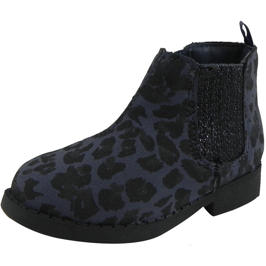 OshKosh Girl's Eden Leopard Print Sparkle Zip Up Ankle Bootie Boots Navy - Just Shoes for Kids
 - 1
