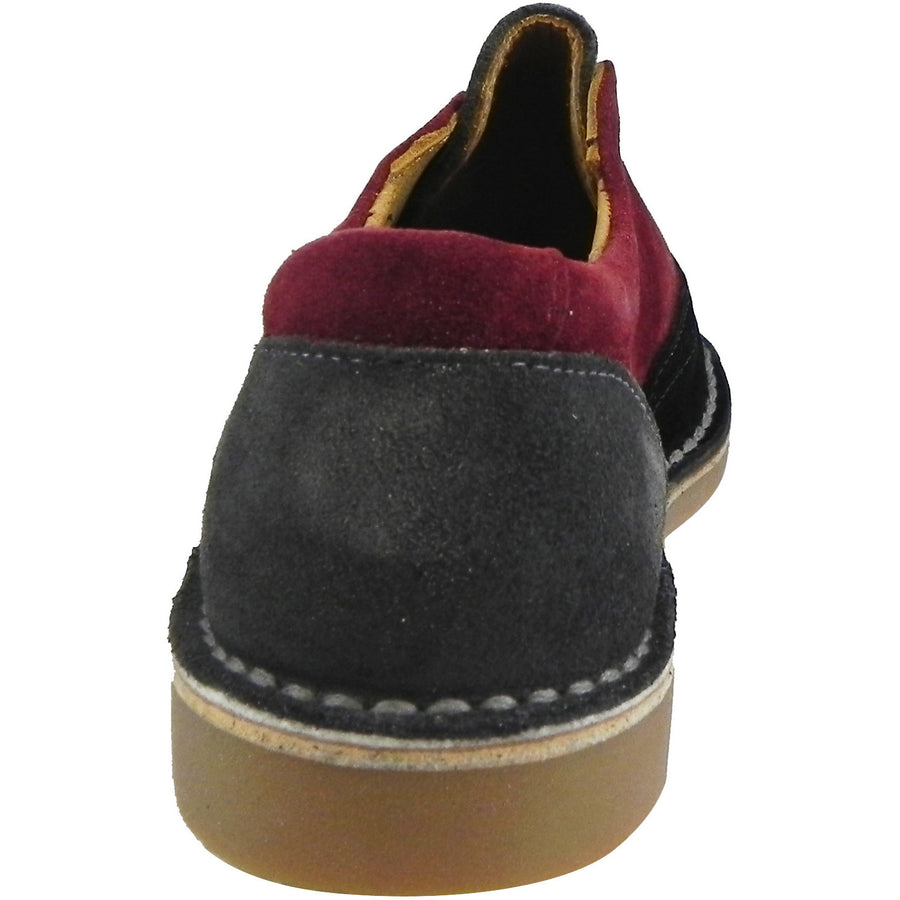Papanatas by Eli Girl's and Boy's Suede Multicolor Oxford Slip On Shoes Black/Burgundy