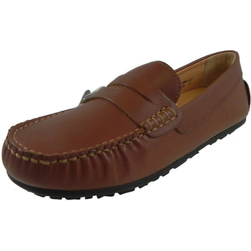 Umi Boy's David Leather Slip On Oxford Loafer Shoes Cognac - Just Shoes for Kids
 - 1