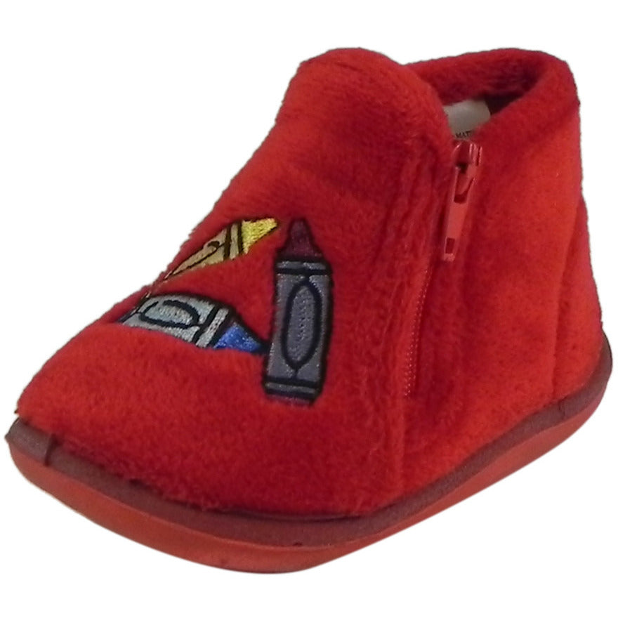 Foamtreads Kid's Sparky Red Zipper Slipper Boot 4 M US Toddler - Just Shoes for Kids
 - 1