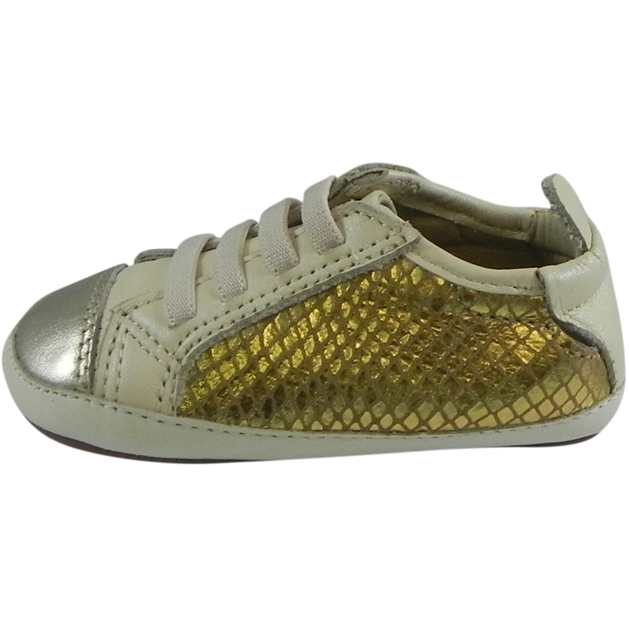Old Soles Girl's Bambini Jogger Gold Snake Soft Leather Slip On Crib Walker Sneaker Shoe - Just Shoes for Kids
 - 2