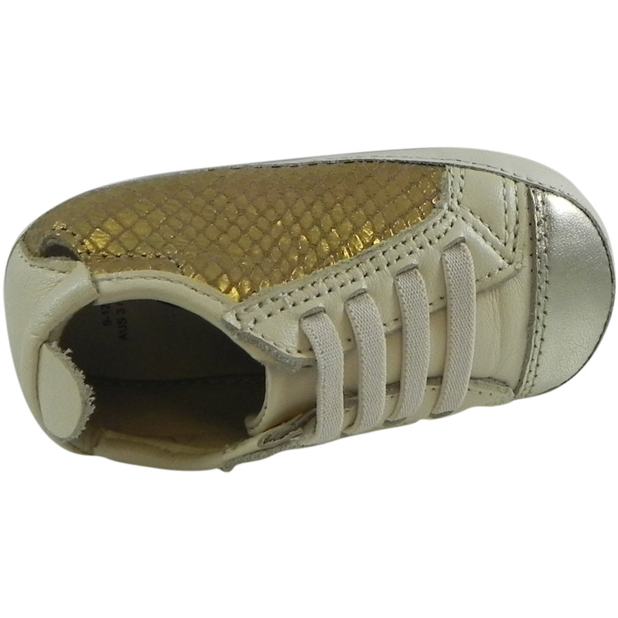 Old Soles Girl's Bambini Jogger Gold Snake Soft Leather Slip On Crib Walker Sneaker Shoe - Just Shoes for Kids
 - 5