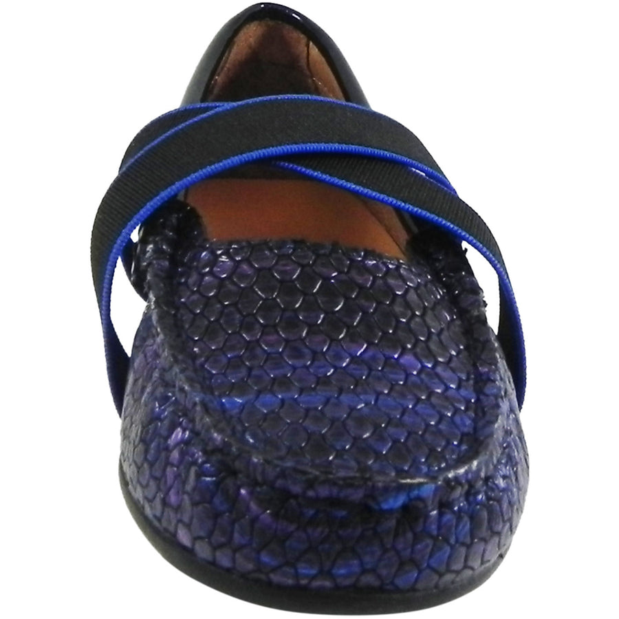 Venettini Girl's Daisy Cobalt & Navy Elastic Strap Flat Shoe
