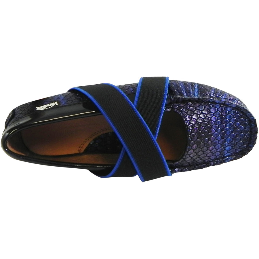 Venettini Girl's Daisy Cobalt & Navy Elastic Strap Flat Shoe
