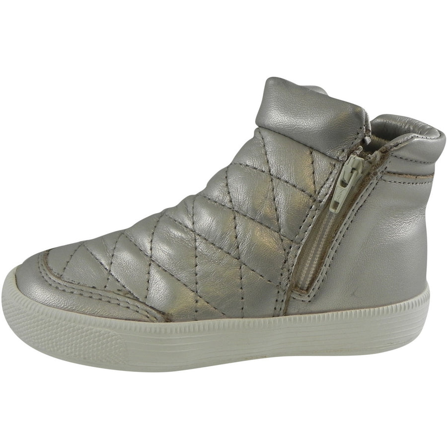 Old Soles Girl's Zip Daley Silver Chalk Quilted Leather Zipper High Top Sneaker Shoe - Just Shoes for Kids
 - 2