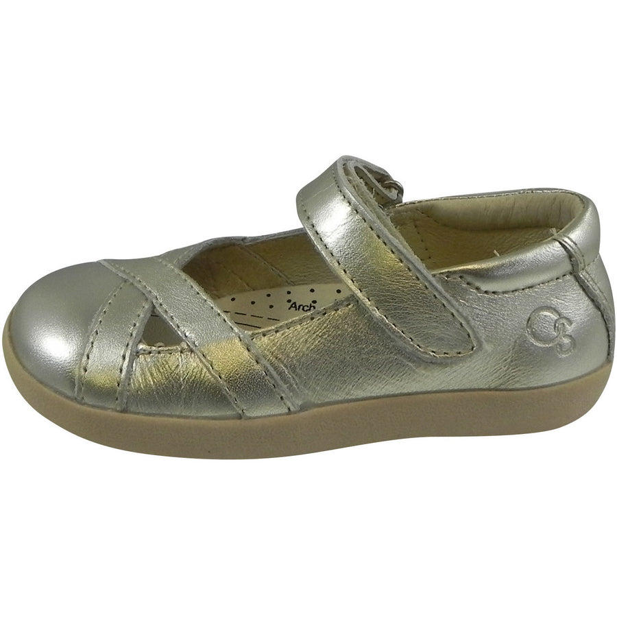 Old Soles Girl's Chianti Metallic Gold Leather Criss Cross Mary Jane Flat - Just Shoes for Kids
 - 2