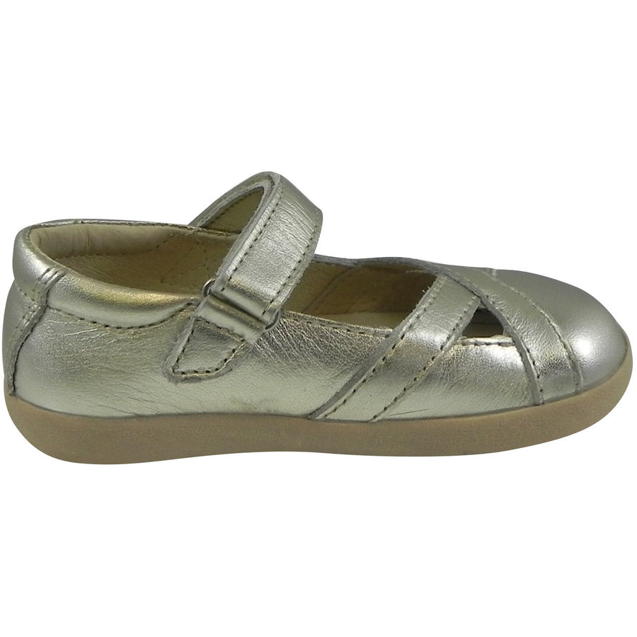 Old Soles Girl's Chianti Metallic Gold Leather Criss Cross Mary Jane Flat - Just Shoes for Kids
 - 4
