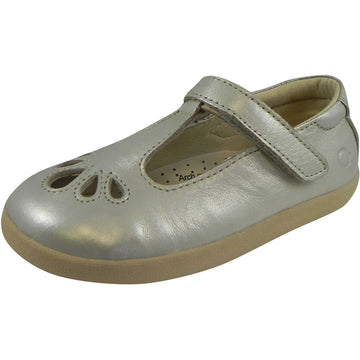 Old Soles Girl's Petals T-Strap Silver Chalk Leather Mary Jane Flat - Just Shoes for Kids
 - 1