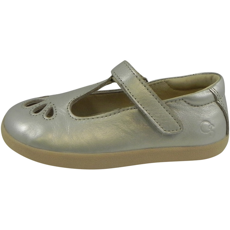 Old Soles Girl's Petals T-Strap Silver Chalk Leather Mary Jane Flat - Just Shoes for Kids
 - 2