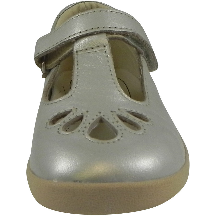 Old Soles Girl's Petals T-Strap Silver Chalk Leather Mary Jane Flat - Just Shoes for Kids
 - 5