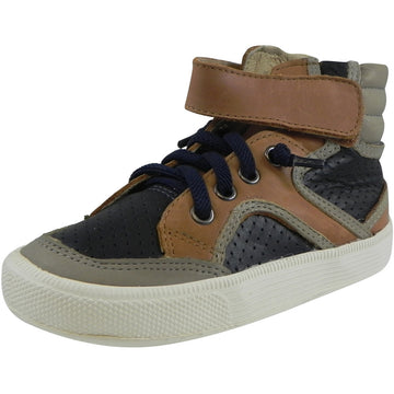 Old Soles 1027 Boy's Tan Navy Grey High Cred Leather Lace Up High Tops Sneaker - Just Shoes for Kids
 - 1