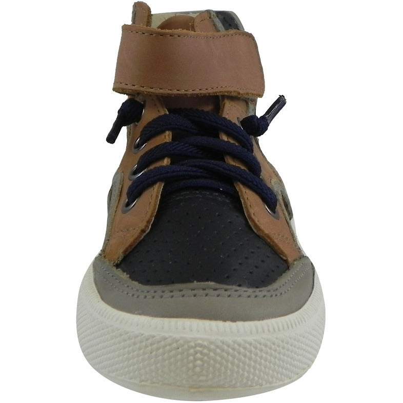 Old Soles 1027 Boy's Tan Navy Grey High Cred Leather Lace Up High Tops Sneaker - Just Shoes for Kids
 - 4