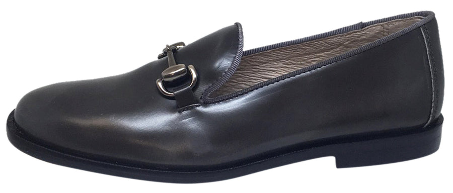 Hoo Shoes Boy's Eric's Smooth Leather High Shine Slip On Upper Detail Oxford Loafer Shoe