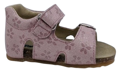 Falcotto Girl's Bea Vel Glitter Fiori Open Toe Sandals, Rosa