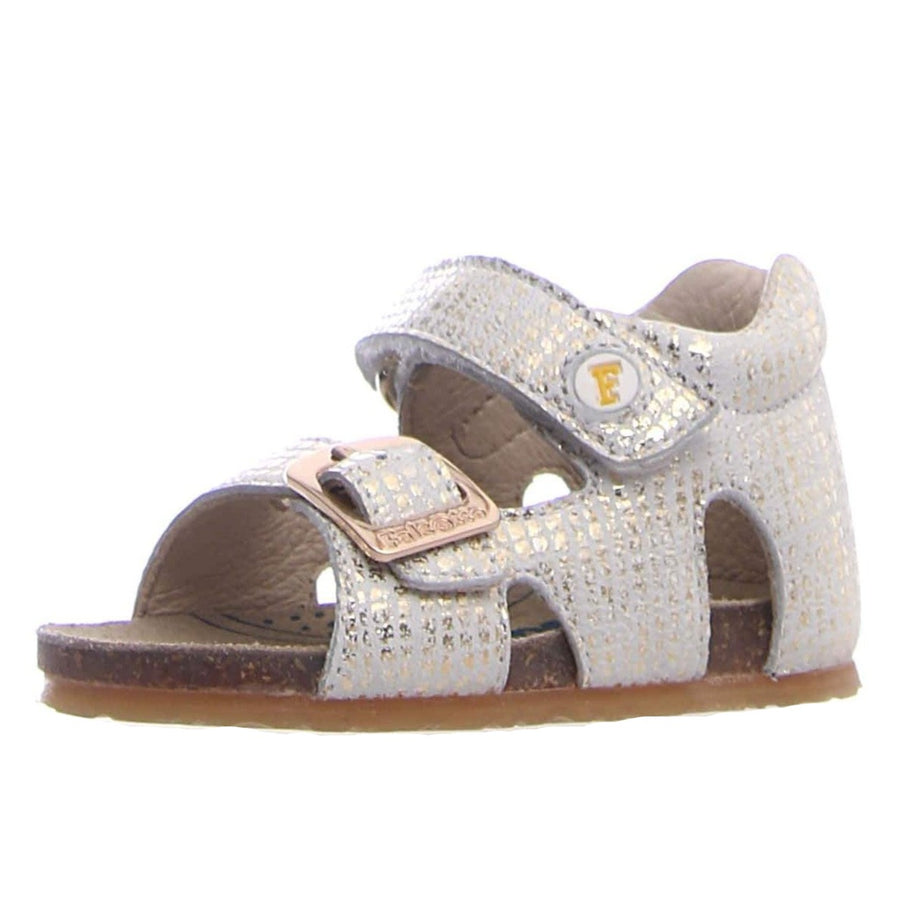 Falcotto Girl's Bea Suede Open Toe Sandals - White/Gold