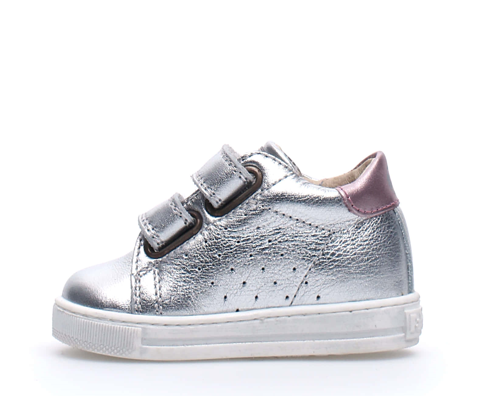 Naturino Falcotto Girl's Heart Sneakers, Metallic Silver/Pink