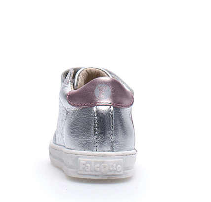 Falcotto Girl's Heart Sneakers, Metallic Silver/Pink