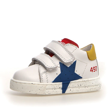 Falcotto Boy's and Girl's Salazar Vl Calf Sneaker Shoes - White/Azure/Yellow