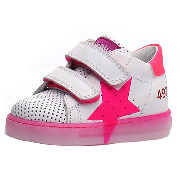 Falcotto Girl's Salazar Vl Calf Sneaker Shoes - White/Fuchsia Fluo