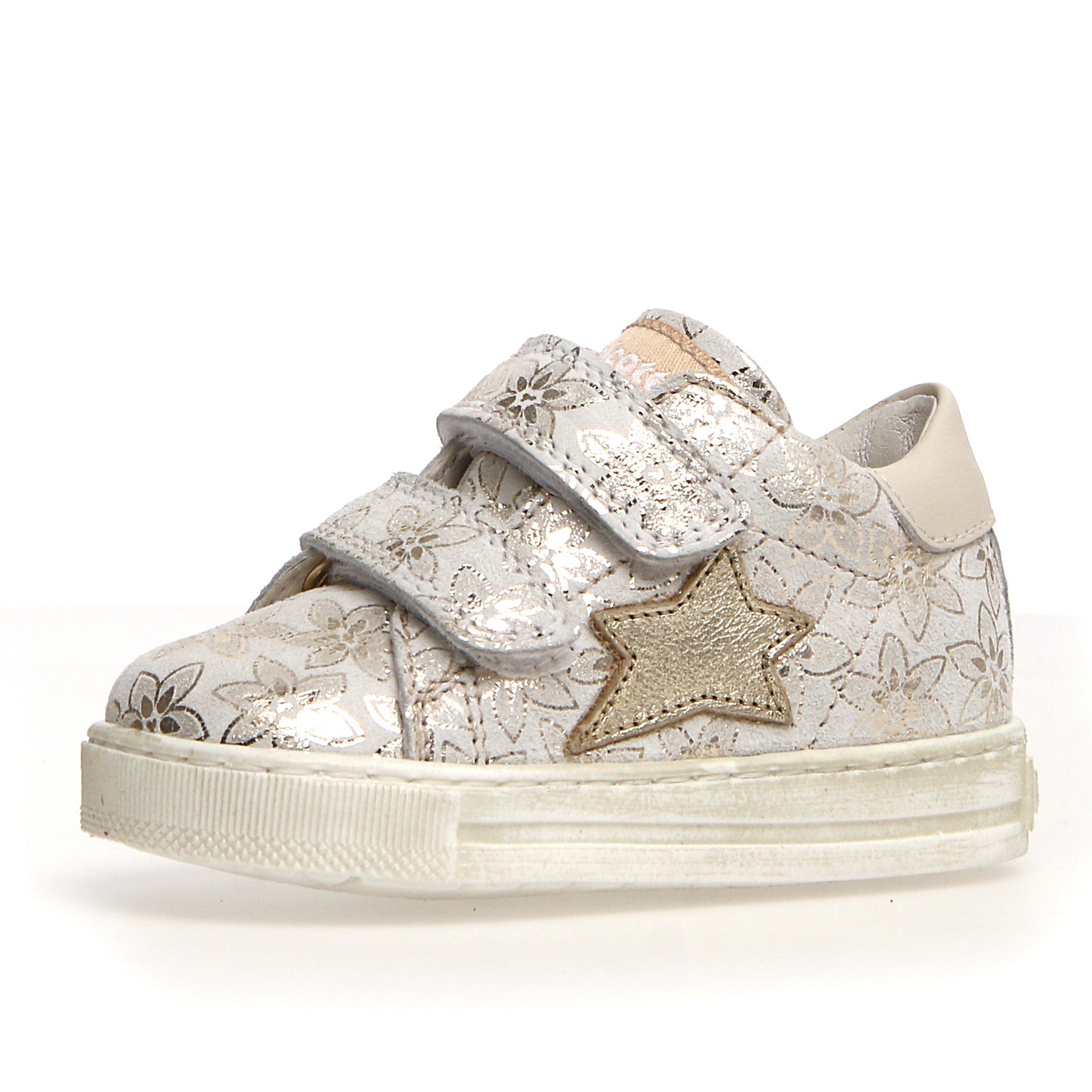 Chaussons Premiers Pas Falcotto Bounce VL Pour Bébé - Cuir, Semelle Antidérapante, Double Velcro - Taille 21 EU, Blanc
