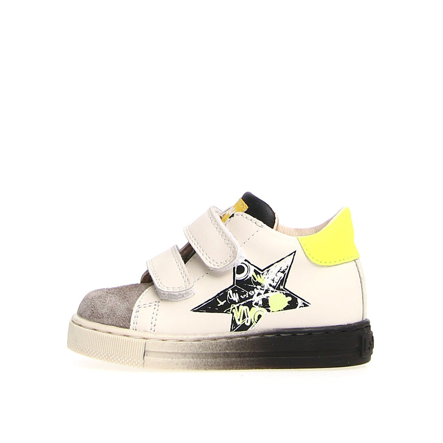 Naturino Falcotto Boy's and Girl's Selty Fashion Sneakers, Dark Grey/Milk/Yellow Fluo