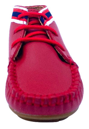 Fascani Boy's 15038 Vermelho Laced Up Leather Bootie - Red