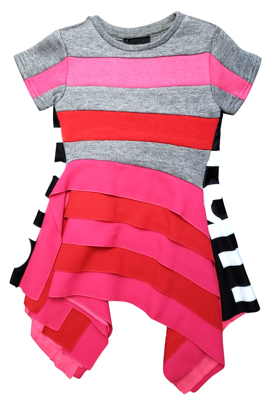 FUN & FUN Striped Fantasy Pink Grey Dress for Girls