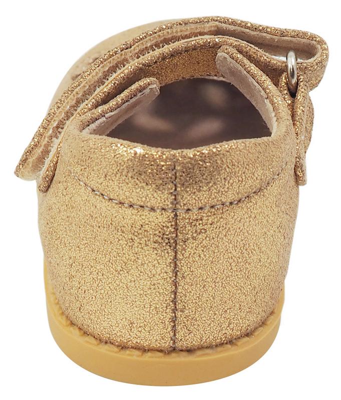 Livie & Luca Girl's Leather Mary Jane with Light Gold Trim, Gold Shimmer