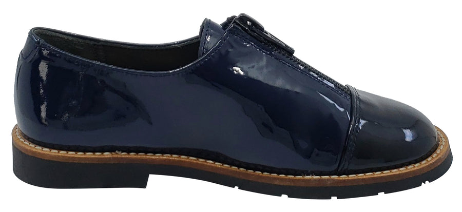 Gepetto's Zipper Bluchers Cayact Blue Patent Dress Shoe for Boy's and Girl's