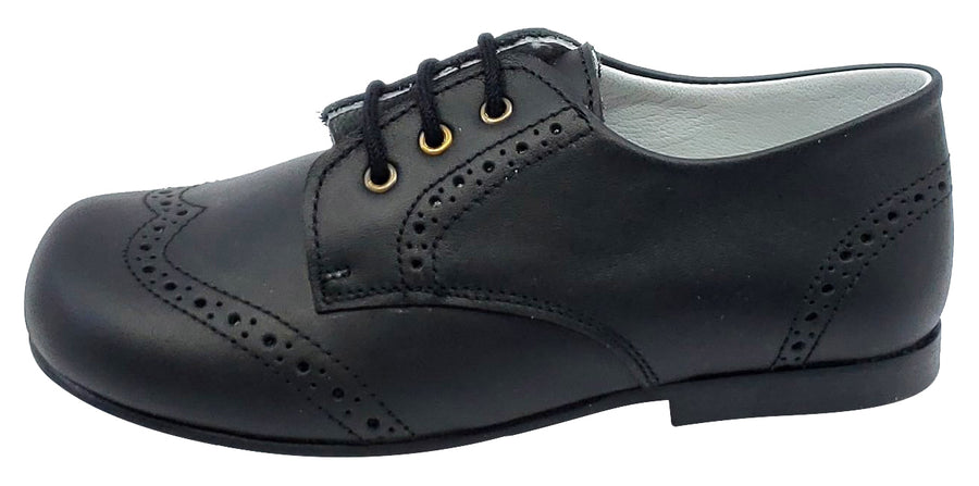 Gepetto's Boy's Blucher Wingtip Leather Black Dress Shoe