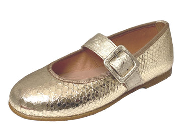 Clarys Girl's Platino Buckle Mary Jane Shoes, Gold