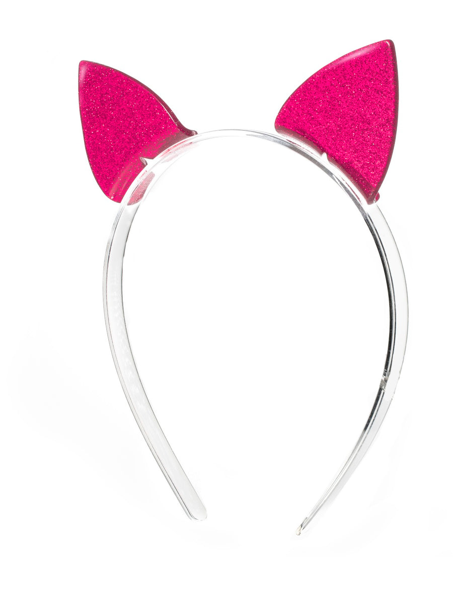 Lilies & Roses NY Girl's Cat Ears Glitter Pink Headband