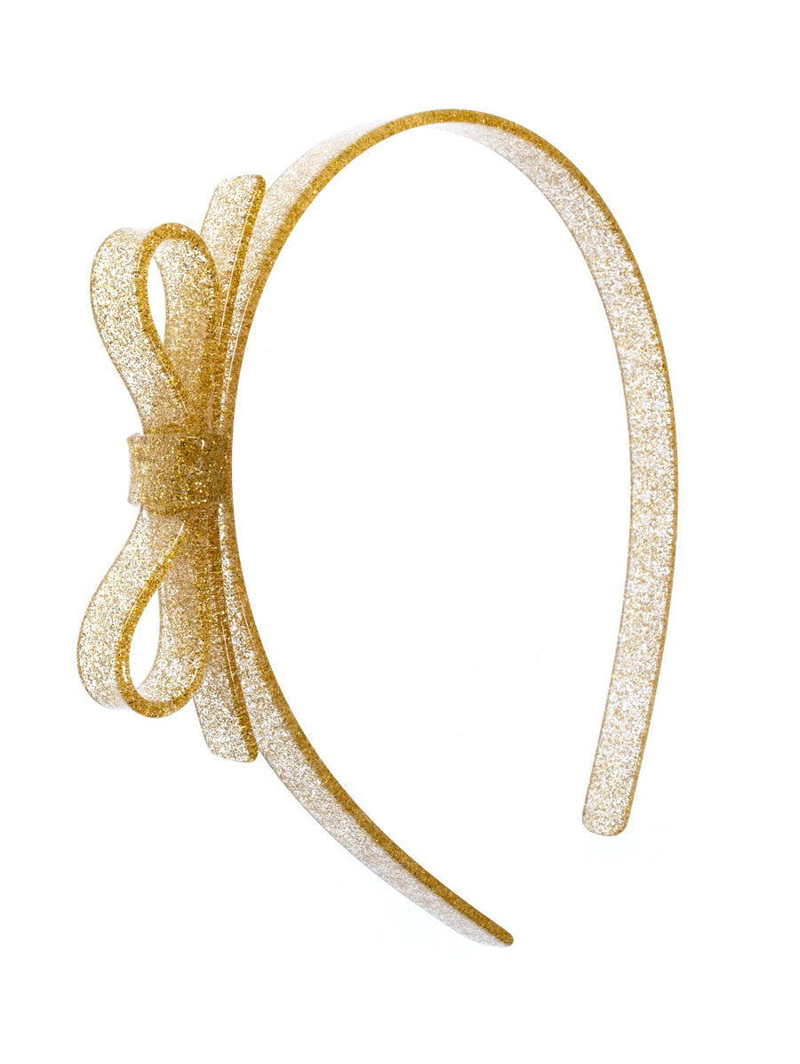 Lilies & Roses NY Gold Sparkle Small Bow Headband