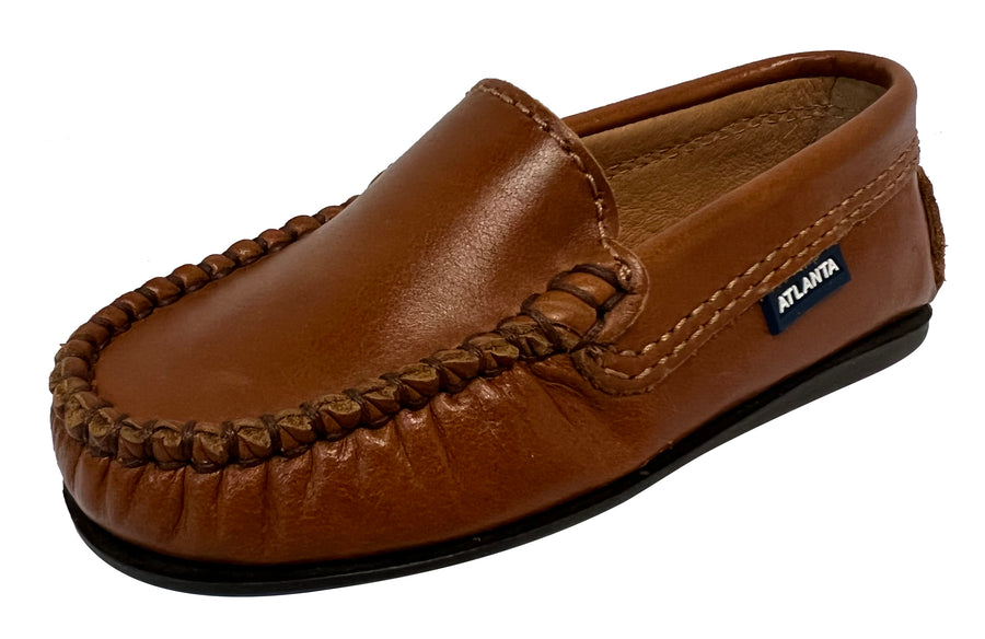 Atlanta Mocassin Boy's and Girl's Leather Loafers, Tawny Sierra