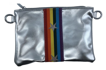 Bari Lynn Girl's Silver Rainbow Star with Matching Rainbow Strap Handbag