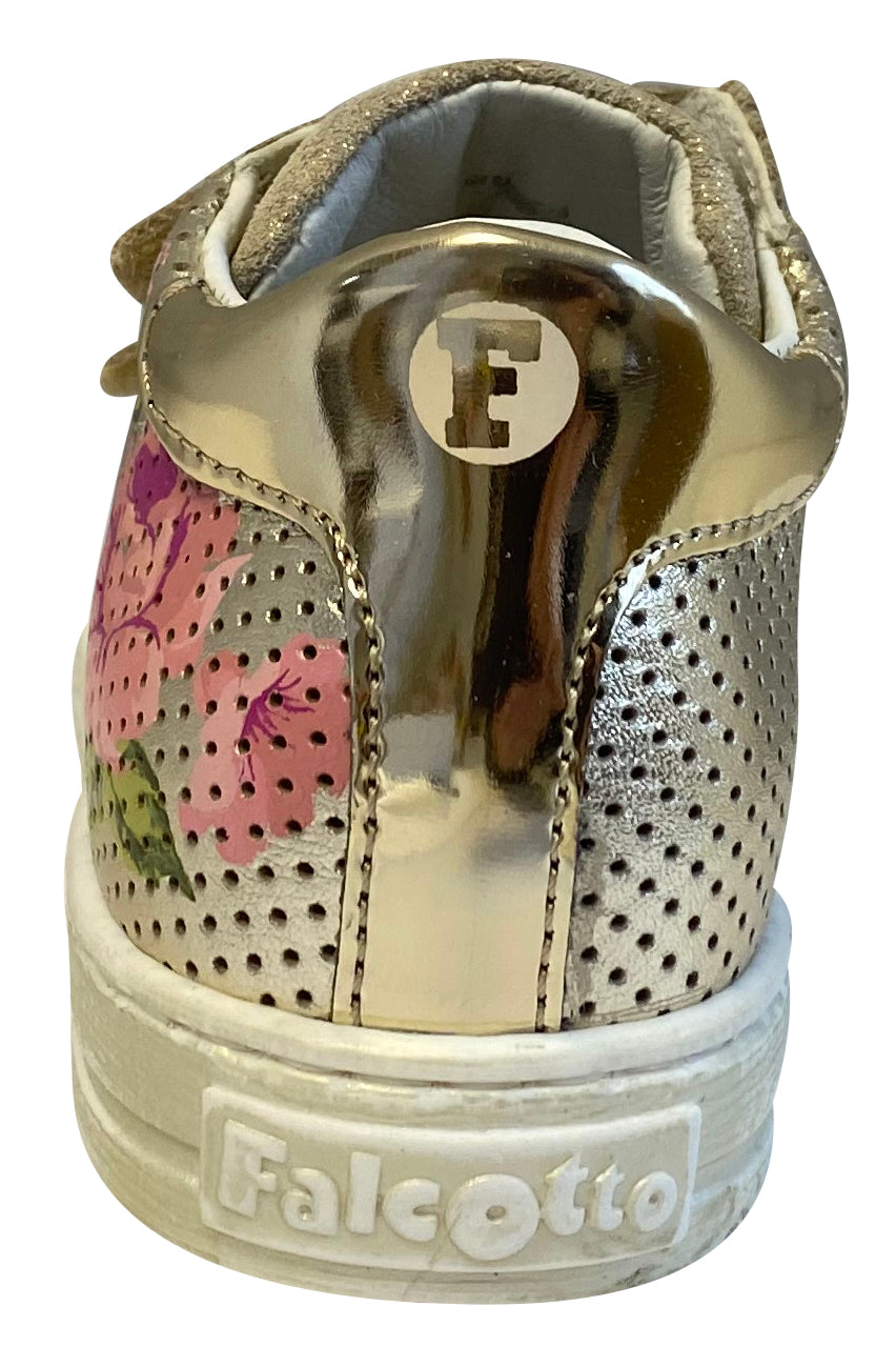 Falcotto Girl's Delena Vl Vel.Glitter/Lam.Forato Fashion Sneakers, Platino