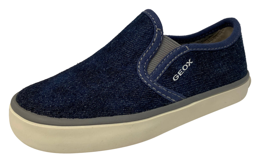Geox Boy's and Girl's Kilwi Denim Canvas Slip-On Sneaker – Just