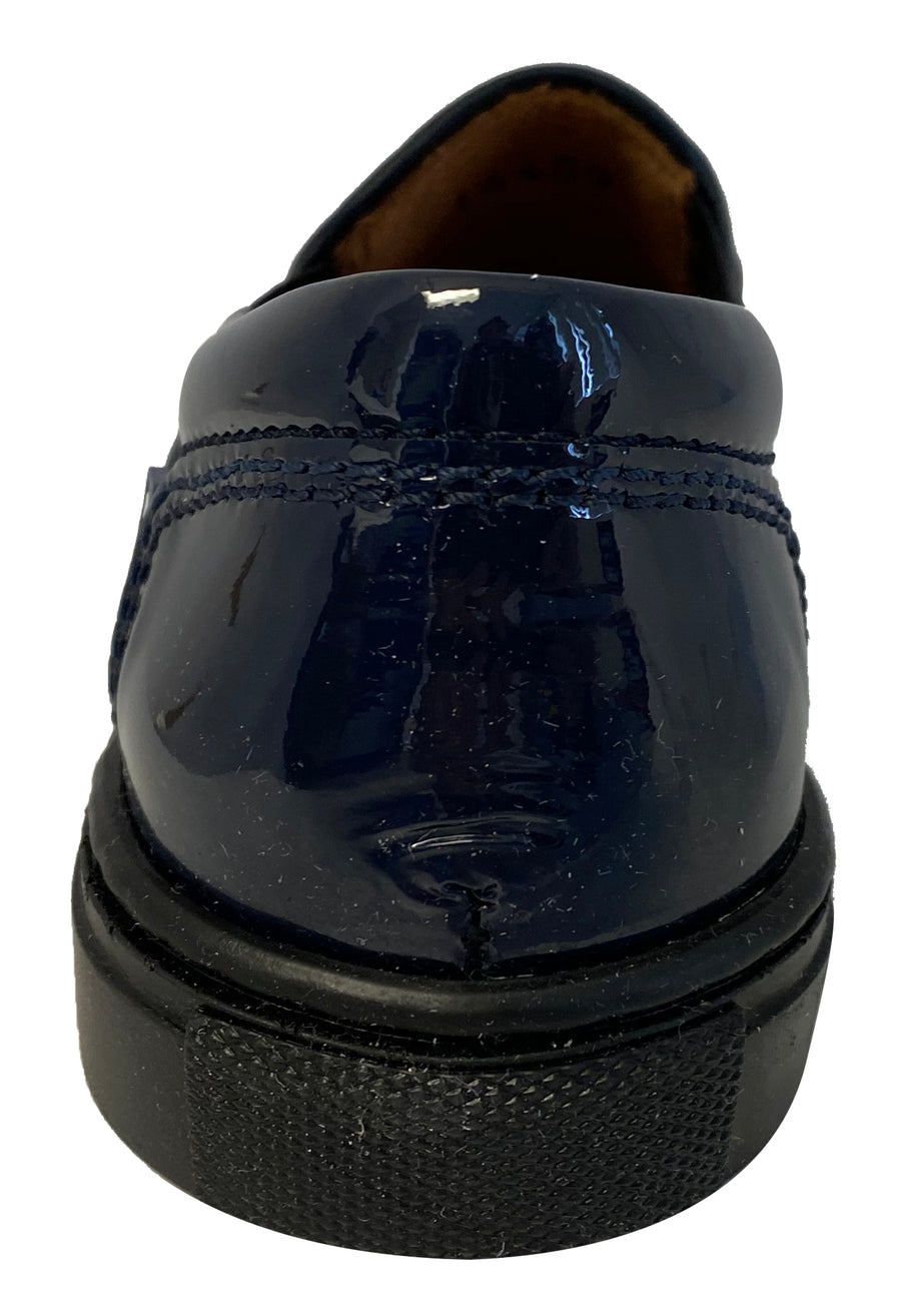Atlanta Mocassin Boy's & Girl's Slip-On Chain Embellishment Sneaker, Navy Blue