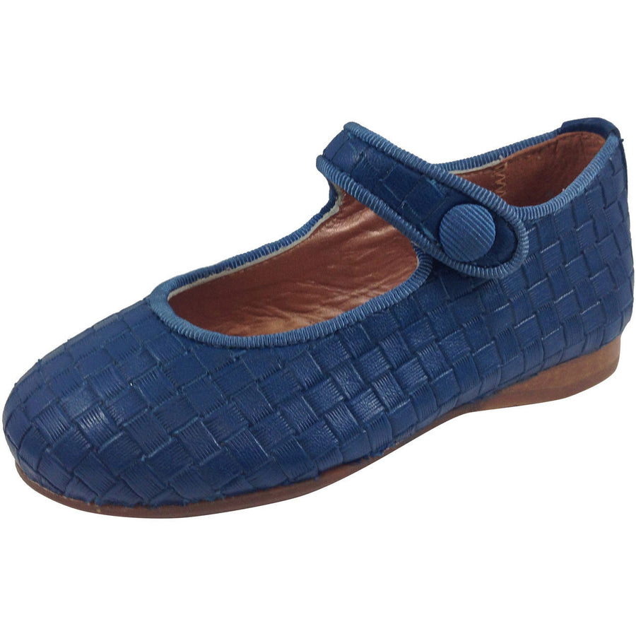 Papanatas by Eli Girl's Blue Cloe Mary Jane Flats - Just Shoes for Kids
 - 1