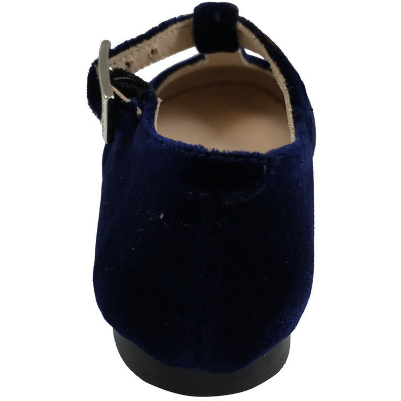 Papanatas by Eli Girl's 6427 Velvet Navy T-Strap Buckle Mary Jane Flats - Just Shoes for Kids
 - 5