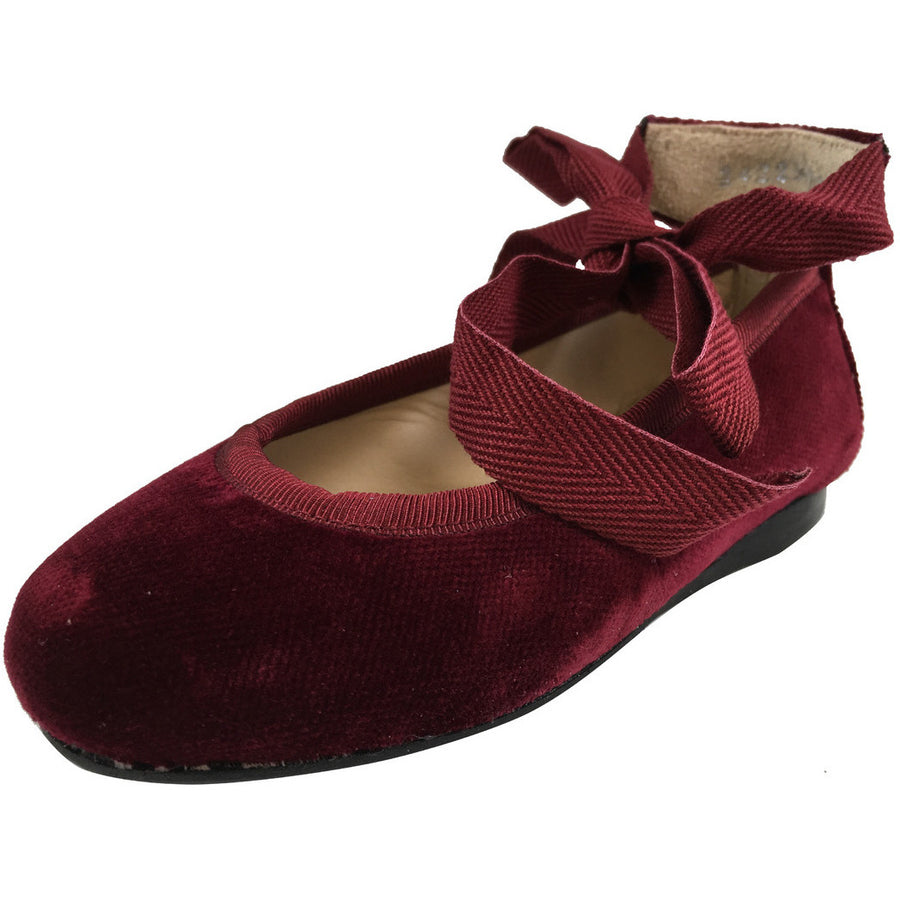 Papanatas by Eli Girl's Cloe Red Ribbon Tie Flats Flats - Just Shoes for Kids
 - 1