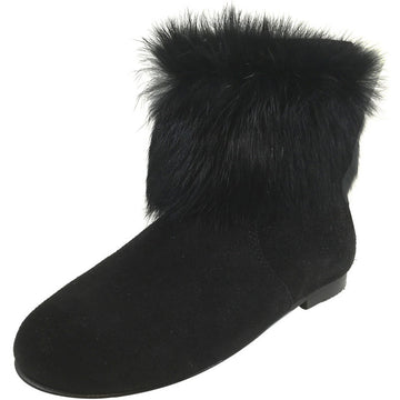 Hoo Shoes Chloe's Girl's Soft Fur Black Zip Up Ankle Bootie Shoe