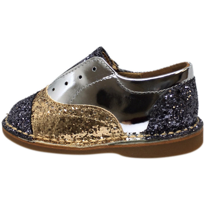 Papanatas by Eli Girl's and Boy's Glitter Multicolor Oxford Slip On Shoes