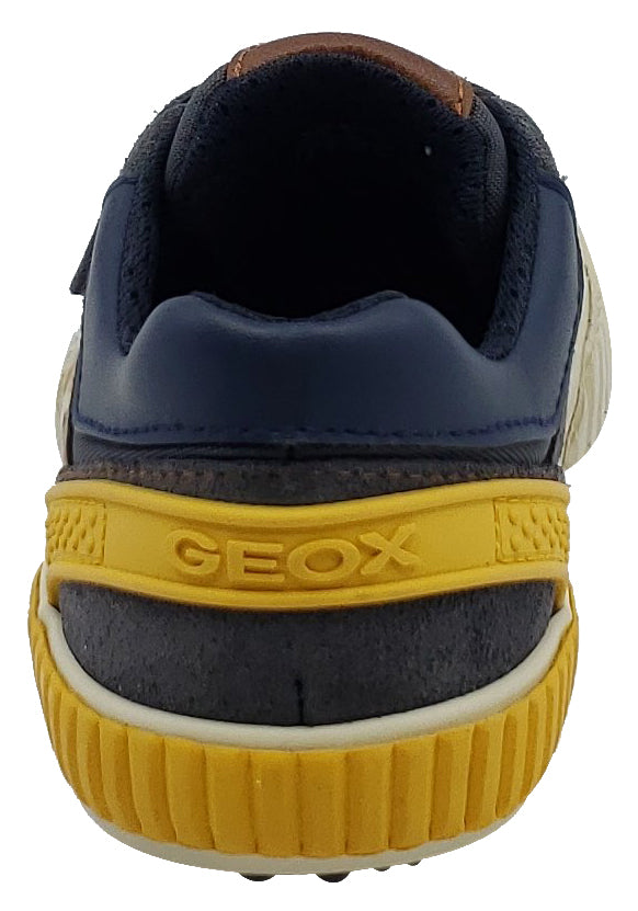 Geox Alonisso Suede Textile Navy Brown Hook and Loop Sneaker Junior for Boy's