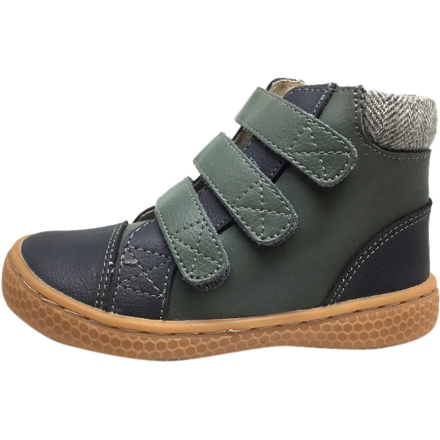 Livie & Luca Boy's and Girl's Jamie Leather Three Hook and Loop High Top Sneakers Charcoal