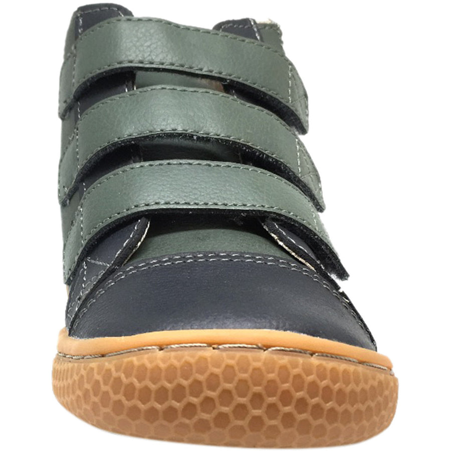Livie & Luca Boy's and Girl's Jamie Leather Three Hook and Loop High Top Sneakers Charcoal