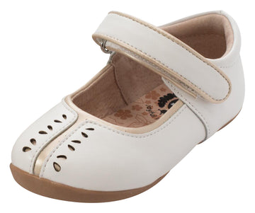 Livie & Luca Girl's Sage Hook and Loop Mary Jane Shoe, Bright White