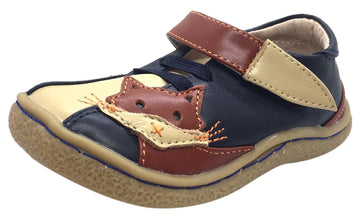 Livie & Luca Boy's Fox Navy Leather Loafer Sneaker Shoe with Faux Laces and Single Strap