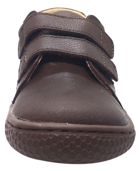 Livie & Luca Boy's Hayes Mocha Brown Natural Leather Sneaker Shoe with Double Hook and Loop Straps